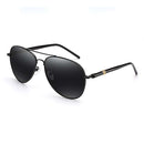 Men Oversized Aviation Metal Frame Spring Temple Polarized Sunglasses Male Pilot Male Driving Sun Glasses(Black Frame)