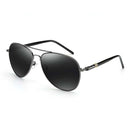 Men Oversized Aviation Metal Frame Spring Temple Polarized Sunglasses Male Pilot Male Driving Sun Glasses(Gun Grey Frame)