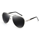 Men Oversized Aviation Metal Frame Spring Temple Polarized Sunglasses Male Pilot Male Driving Sun Glasses(Silver Frame )