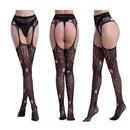 3 PCS Hollow Out Tights Lace Sexy Stockings Female Thigh High Fishnet Embroidery Transparent Pantyhose Women Black Lace Hosiery, Size:One size fit (white card + OPP)(6079)