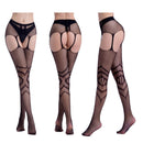 3 PCS Hollow Out Tights Lace Sexy Stockings Female Thigh High Fishnet Embroidery Transparent Pantyhose Women Black Lace Hosiery, Size:One size fit (white card + OPP)(6085)