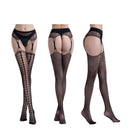3 PCS Hollow Out Tights Lace Sexy Stockings Female Thigh High Fishnet Embroidery Transparent Pantyhose Women Black Lace Hosiery, Size:One size fit (white card + OPP)(6071)