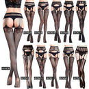 3 PCS Hollow Out Tights Lace Sexy Stockings Female Thigh High Fishnet Embroidery Transparent Pantyhose Women Black Lace Hosiery, Size:One size fit (white card + OPP)(6071)