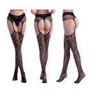 3 PCS Hollow Out Tights Lace Sexy Stockings Female Thigh High Fishnet Embroidery Transparent Pantyhose Women Black Lace Hosiery, Size:One size fit (white card + OPP)(6074)
