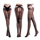 3 PCS Hollow Out Tights Lace Sexy Stockings Female Thigh High Fishnet Embroidery Transparent Pantyhose Women Black Lace Hosiery, Size:One size fit (white card + OPP)(6075)
