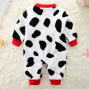 Autumn and Winter Babies Cow Texture Coral Fleece Warm Jumpsuit Romper, Size:80cm(Cow F)