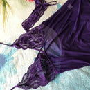 Women Summer Sexy Lingerie Nightwear Lace V-Neck Sleepwear Dress, Size:M(Blue)