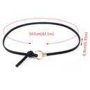 Women Dress Strap Thin PU Leather Waist Belt(Black)