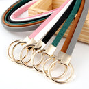 Women Dress Strap Thin PU Leather Waist Belt(Brown)