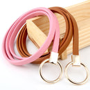 Women Dress Strap Thin PU Leather Waist Belt(White)