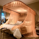 U-shaped Guide Rail Retractable Three-door Mosquito Net, Size:180x220 cm(Jade)
