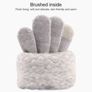 Winter Touch Screen Gloves Women Men Warm Stretch Knit Mittens Imitation Wool Thicken Full Finger Gloves(White)