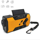 Multifunctional Hand Crank Solar Power LED Flashlight Full Band FM Radio Desk Lamp Alarm, Style:US Version NOAA(Orange)
