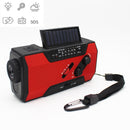 Multifunctional Hand Crank Solar Power LED Flashlight Full Band FM Radio Desk Lamp Alarm, Style:US Version NOAA(Red)