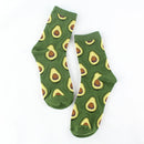 Tropical Fruit Pattern Personality Trend Tube Ladies Cotton Socks(avocado)
