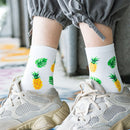 Tropical Fruit Pattern Personality Trend Tube Ladies Cotton Socks(avocado)