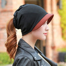 Cotton Hooded Hat Ladies Windproof Multi-purpose Ear Protection Turban Hat, Size:One Size, Style:Two-color(Gray)