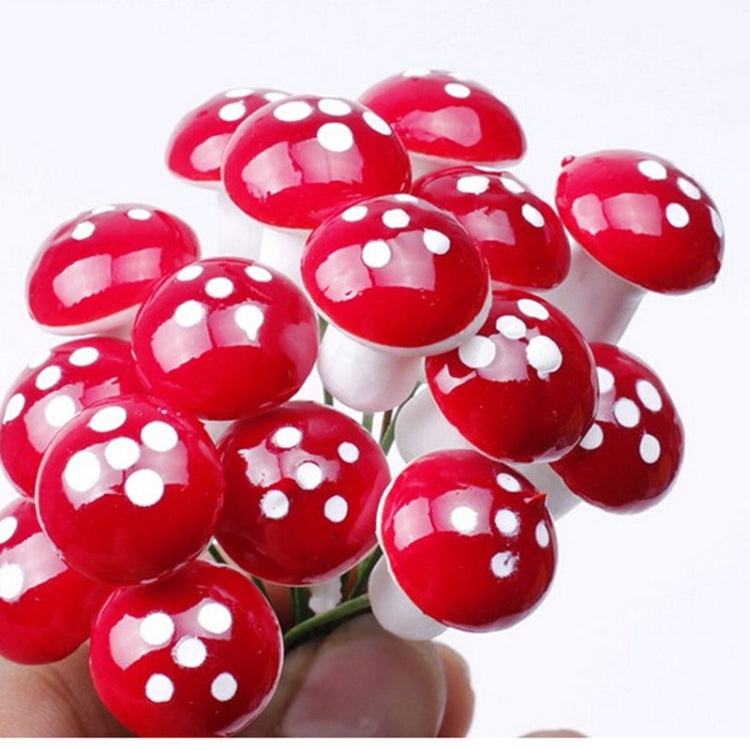 20 PCS Artificial Mini Foam Mushroom Miniature Garden Decorations(Red)