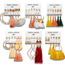 Women Long Tassel Stud Earrings Set Bohemian Flower Heart Earring(B11-02-01)