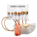 Women Long Tassel Stud Earrings Set Bohemian Flower Heart Earring(B11-02-05)