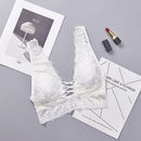 Sexy Lace Camisoles Tank Top Deep V Back Cross Wirefree Underwear Lingerie Brassiere(White)