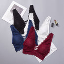Sexy Lace Camisoles Tank Top Deep V Back Cross Wirefree Underwear Lingerie Brassiere(White)