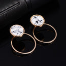 Punk Geometric Marble Stud Earring Women Party Jewelry(round)