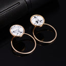 Punk Geometric Marble Stud Earring Women Party Jewelry(round)