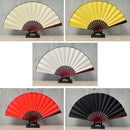 8 inch Pure Color Blank Silk Cloth Folding Fan Chinese Style Calligraphy Painting Fan(Black)