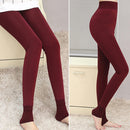 2 PCS Autumn and Winter Models Plus Velvet Thick Stepping Base Women Slim Slimming Warm Pants, Size:M(Purple)