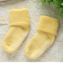 3 Pairs Cotton Baby Socks Thicken Warm Newborn Anti Slip Floor Sock, Size:S(Goose Yellow)