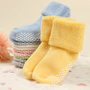 3 Pairs Cotton Baby Socks Thicken Warm Newborn Anti Slip Floor Sock, Size:S(Goose Yellow)
