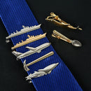 Men Signature Metal Tie Clip Clothing Accessories(Golden Warship)