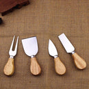 4 PCS Stainless Steel Cheese Knife Bamboo Handle Cheese Slicer Wood Handle Cheese Knives Set Cutter