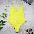 Women Swimwear Sexy High Cut One Piece Swimsuit Bathing Suit Female Monokini, Color:Yellow(M)