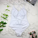 Women Swimwear Sexy High Cut One Piece Swimsuit Bathing Suit Female Monokini, Color:Yellow(L)