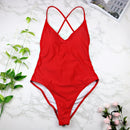 Women Swimwear Sexy High Cut One Piece Swimsuit Bathing Suit Female Monokini, Color:Red(L)