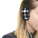 Adults Winter Bandless Warm Earmuffs Ear Protection Cover, A Pair(Black and White Plaid)