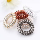10 PCS Multicolor Elastic Hair Bands Spiral Shape Ponytail Hair Ties Rubber Band Hair Rope Telephone Wire Hair Accessories(Silver)