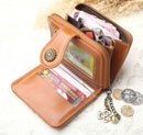 Vintage Button Phone Purses Women Wallets Female Purse Leather Brand Retro Ladies Long Zipper Woman Wallet Card Clutch(Long black)