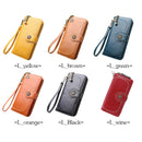 Vintage Button Phone Purses Women Wallets Female Purse Leather Brand Retro Ladies Long Zipper Woman Wallet Card Clutch(Long green)