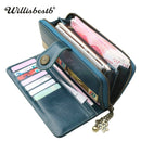 Vintage Button Phone Purses Women Wallets Female Purse Leather Brand Retro Ladies Long Zipper Woman Wallet Card Clutch(Long yellow)