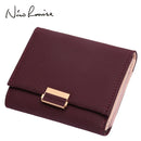 Luxury Wallet Female Leather Women Leather Purse Plaid Wallet Ladies Hot Change Card Holder Coin Small Purses for Girls(Wine red)