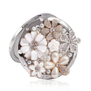 Double-sided Mirror Portable Makeup Mirror Rhinestone Flower Folding Mirror