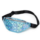 Women Sequins Laser Waist Pack Multi-functional Sports Chest Waist Bag(Blue)