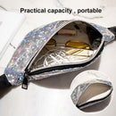 Women Sequins Laser Waist Pack Multi-functional Sports Chest Waist Bag(Blue)
