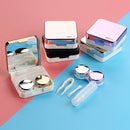Colored Contact Lens Case with Mirror Eyes Contact Lens Container Lovely Travel Kit Box( Gold)