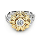 Fashion Female Cute Sunflower Crystal Rings for Women, Ring Size:6(White)