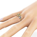 Fashion Female Cute Sunflower Crystal Rings for Women, Ring Size:6(White)