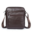 Men Cowhide Leather Crossbody Bags Vertical Shoulder Bag Business Bag(Coffee)